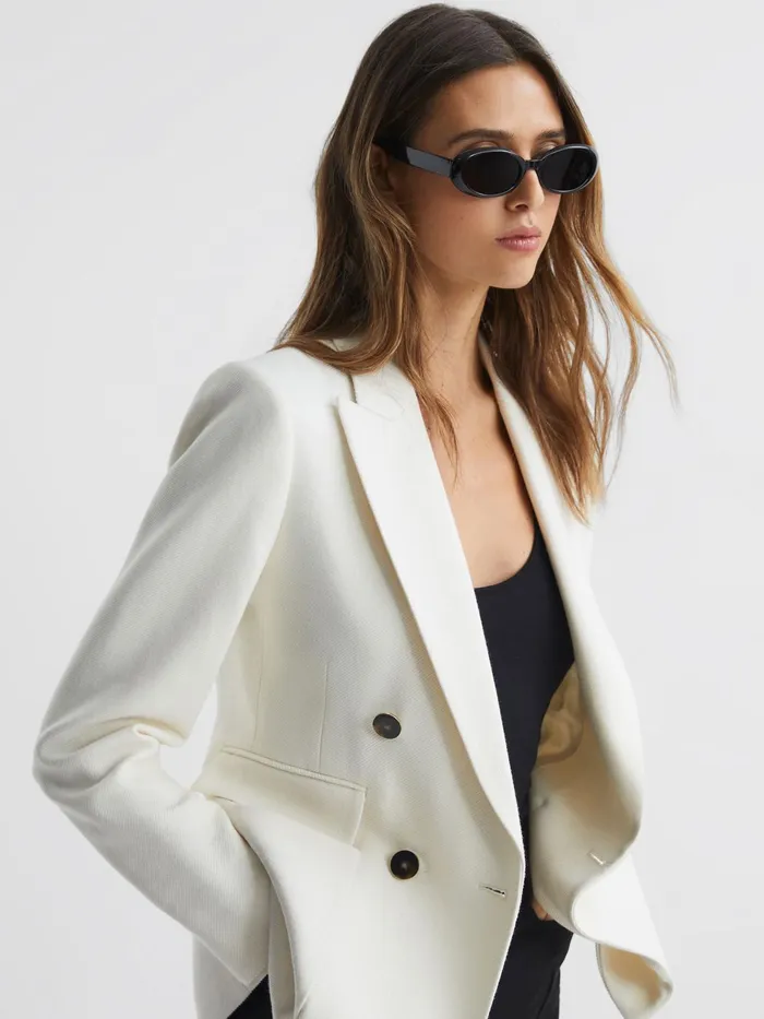 Reiss Suits and Tailoring Larsson Double Breasted Twill Blazer White 8211 Women