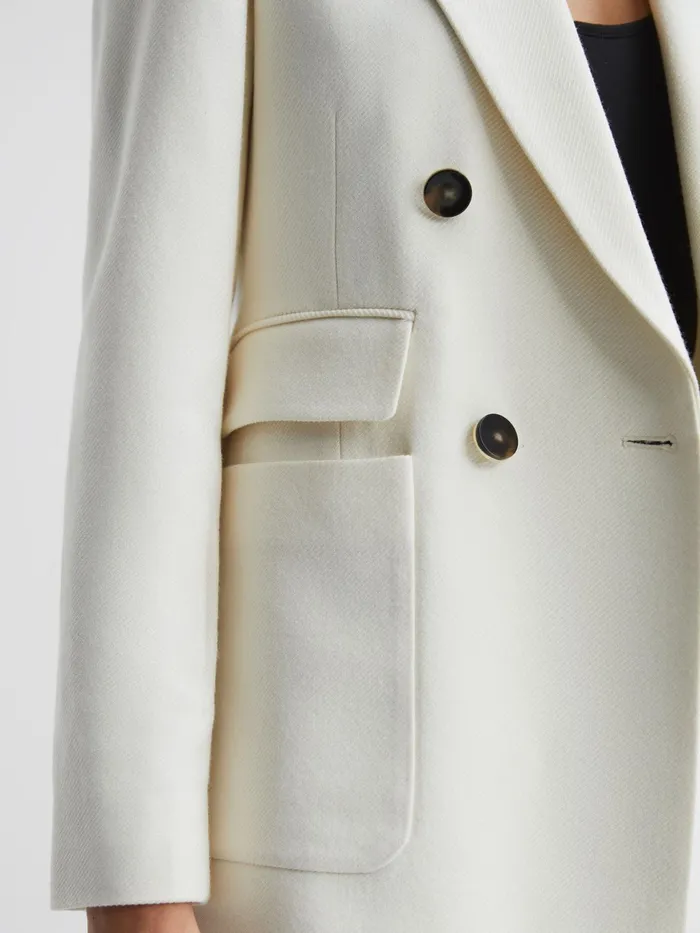 Reiss Suits and Tailoring Larsson Double Breasted Twill Blazer White 8211 Women