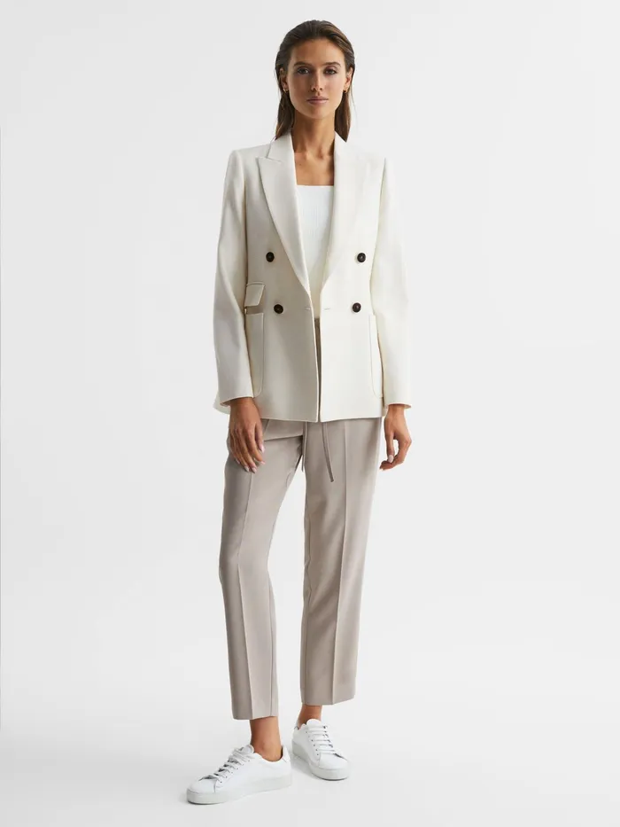 Reiss Suits and Tailoring Larsson Double Breasted Twill Blazer White 8211 Women