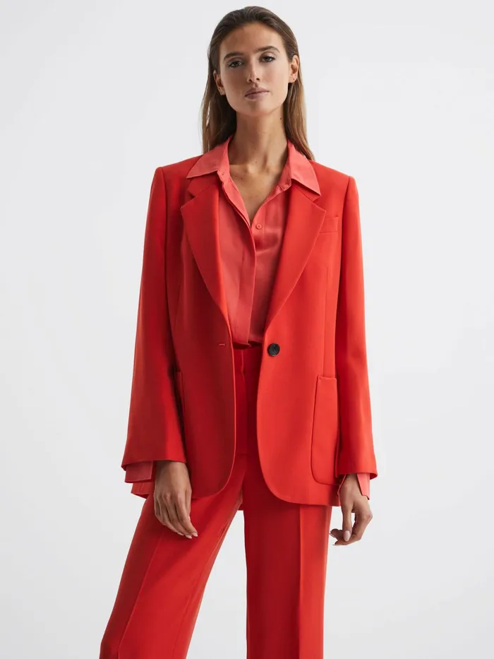 Reiss Suits and Tailoring Maia Single Breasted Split Sleeve Tailored Fit Blazer Coral 8211 Women Reiss Suits and Tailoring Maia Single Breasted Split Sleeve Tailored Fit Blazer Coral 8211 Women