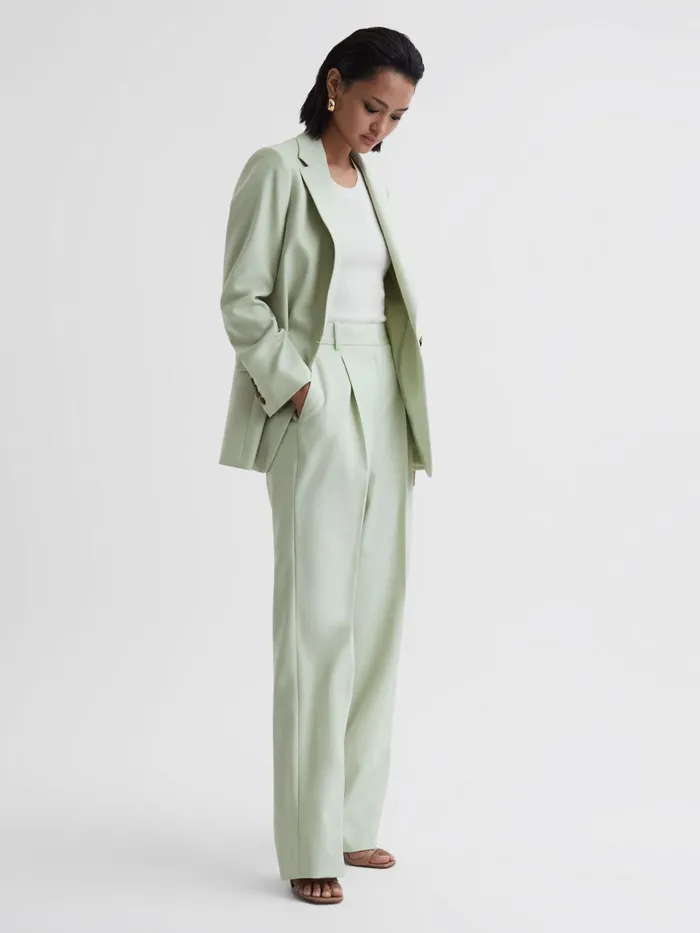 Reiss Suits and Tailoring Naomi Single Breasted Wool Blend Blazer Green 8211 Women
