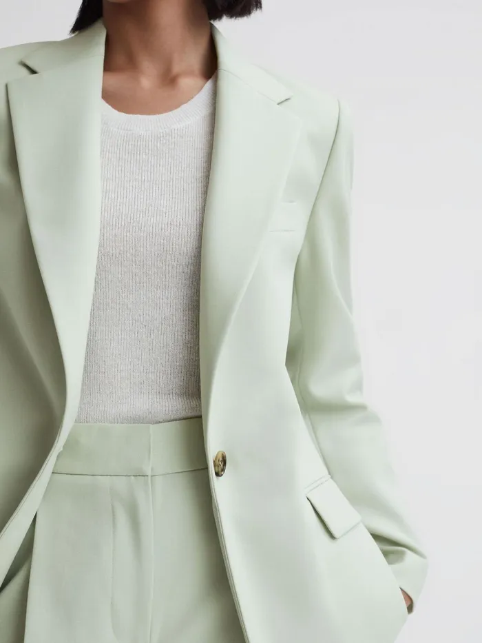 Reiss Suits and Tailoring Naomi Single Breasted Wool Blend Blazer Green 8211 Women