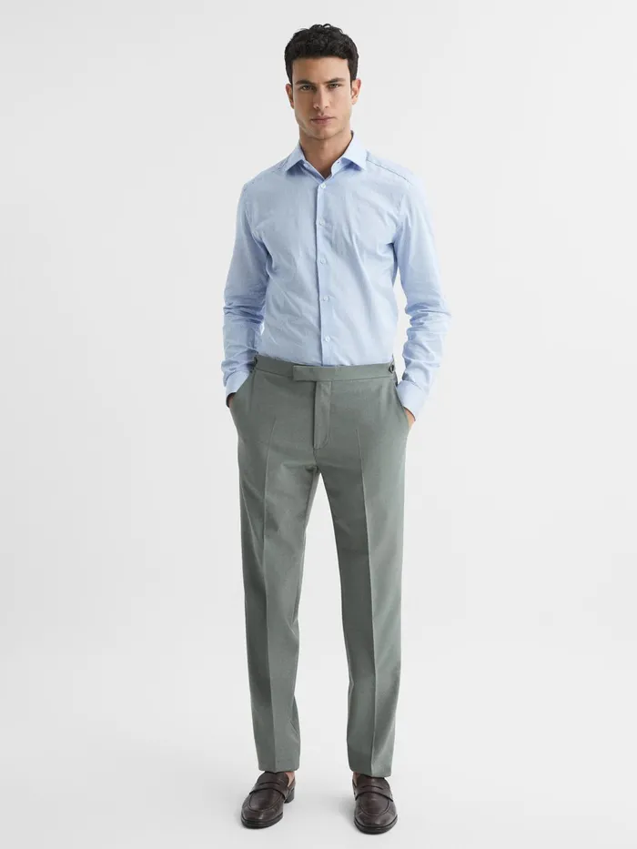 Reiss Suits and Tailoring Wish Slim Fit Wool Blend Trousers Sage 8211 Men