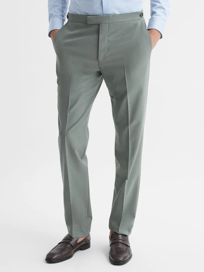 Reiss Suits and Tailoring Wish Slim Fit Wool Blend Trousers Sage 8211 Men
