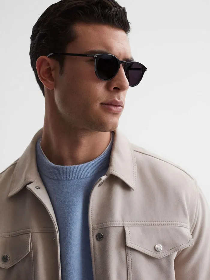 Reiss Sunglasses Caylen Paige Round Acetate Frame Sunglasses Black 8211 Men