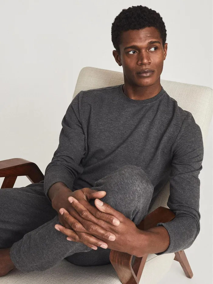 Reiss Sweats and Hoodies Adam Melange Crew Neck Jumper Dark Grey 8211 Men