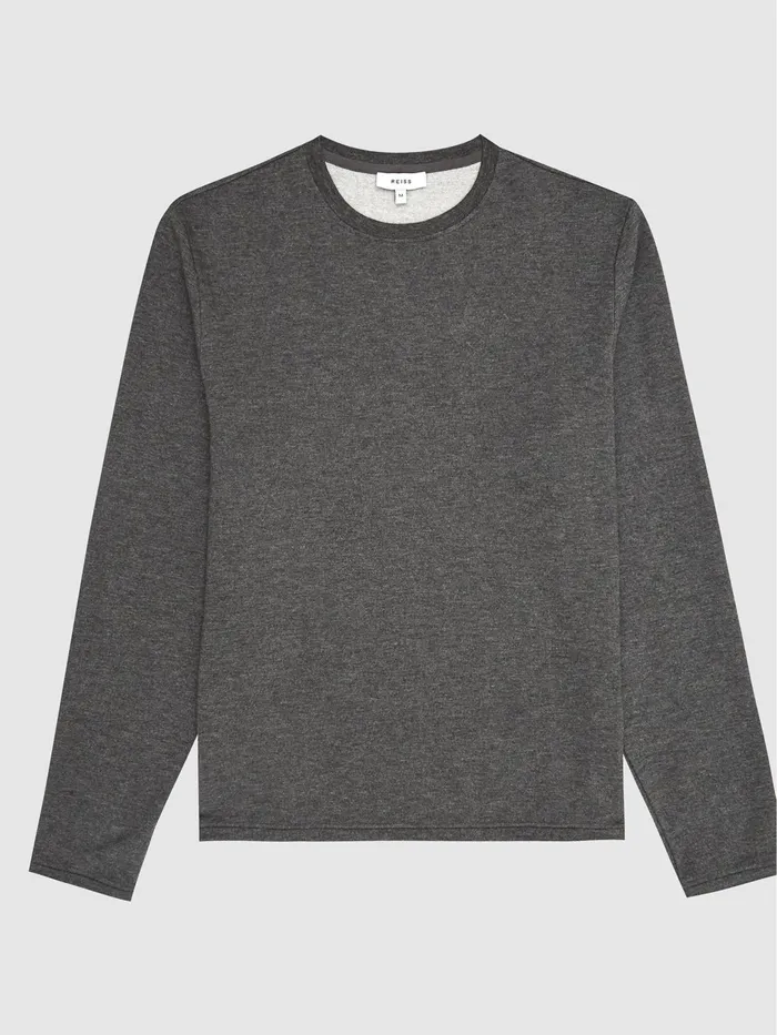 Reiss Sweats and Hoodies Adam Melange Crew Neck Jumper Dark Grey 8211 Men