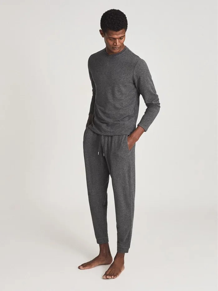 Reiss Sweats and Hoodies Adam Melange Crew Neck Jumper Dark Grey 8211 Men