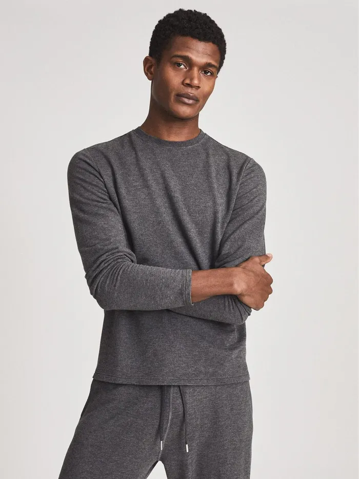 Reiss Sweats and Hoodies Adam Melange Crew Neck Jumper Dark Grey 8211 Men