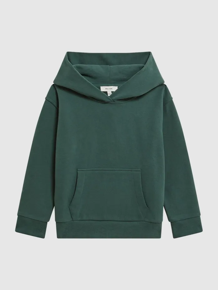 Reiss Sweats and Hoodies Alexander Oversized Cotton Jersey Hoodie Midnight Green 8211 Children