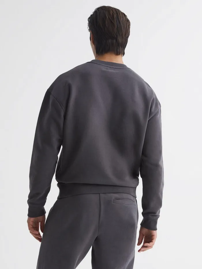 Reiss Sweats and Hoodies Alistar Oversized Garment Dye Sweatshirt Fern Green 8211 Men