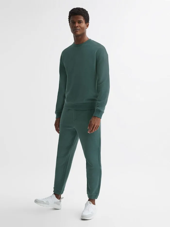 Reiss Sweats and Hoodies Alistar Oversized Garment Dye Sweatshirt Midnight Green 8211 Men