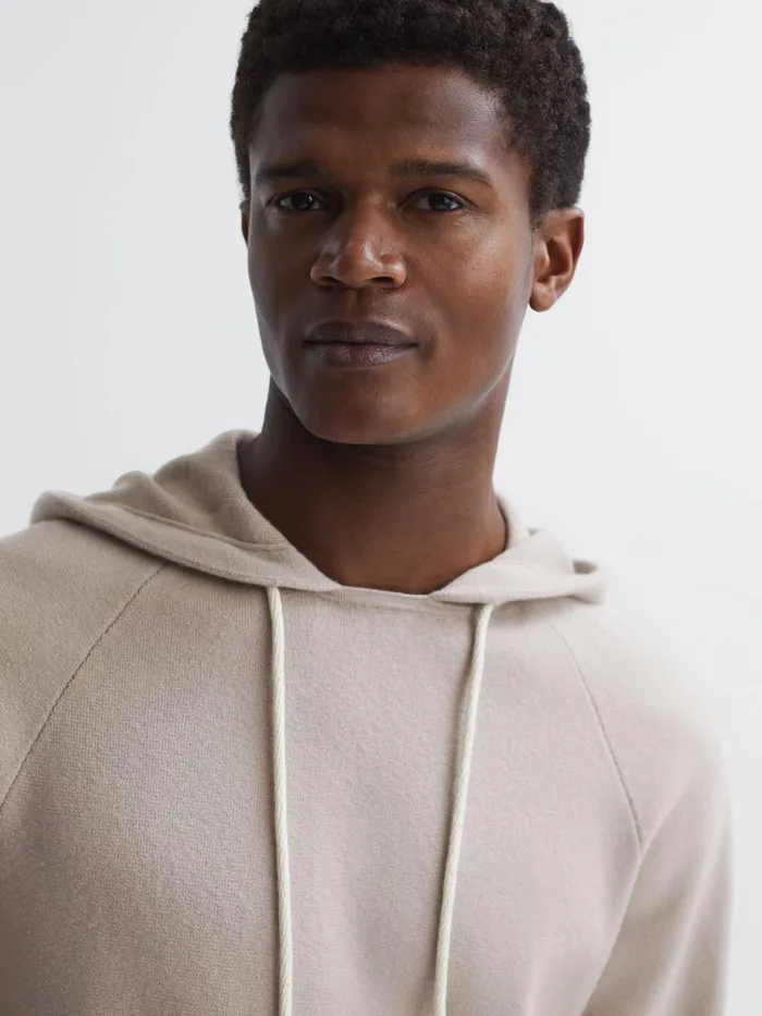Reiss Sweats and Hoodies Donaldson Paige Drawstring Hoodie Dried Stone 8211 Men