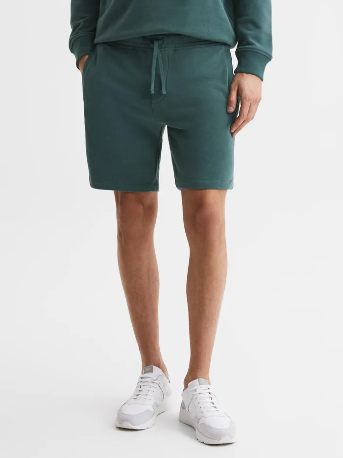Reiss Sweats and Hoodies Henry Garment Dye Jersey Shorts Midnight Green 8211 Men