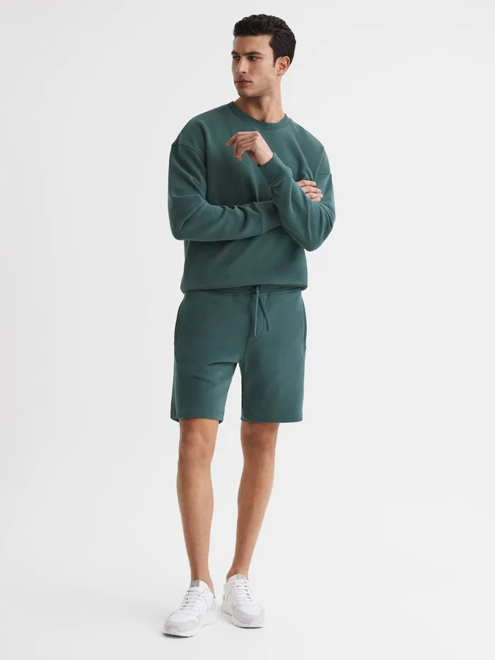 Reiss Sweats and Hoodies Henry Garment Dye Jersey Shorts Midnight Green 8211 Men