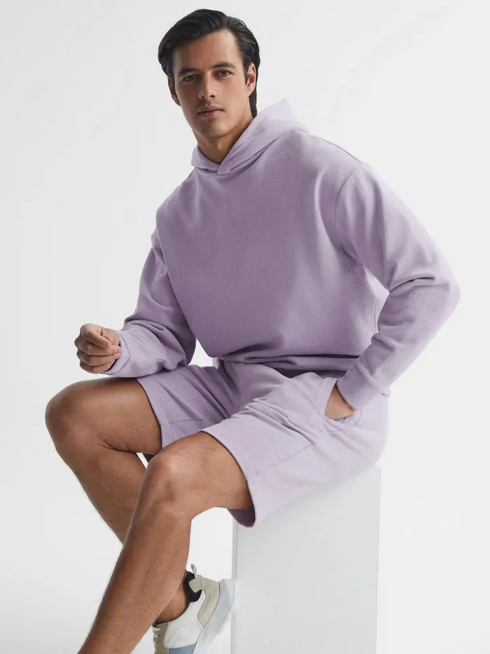Reiss Sweats and Hoodies Kace Garment Dye Hoodie Lilac 8211 Men
