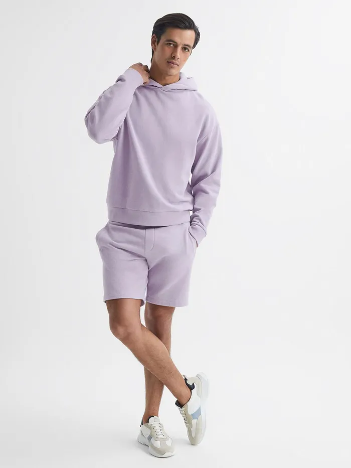 Reiss Sweats and Hoodies Kace Garment Dye Hoodie Lilac 8211 Men