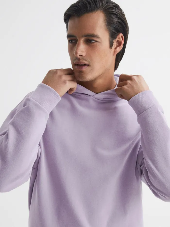 Reiss Sweats and Hoodies Kace Garment Dye Hoodie Lilac 8211 Men