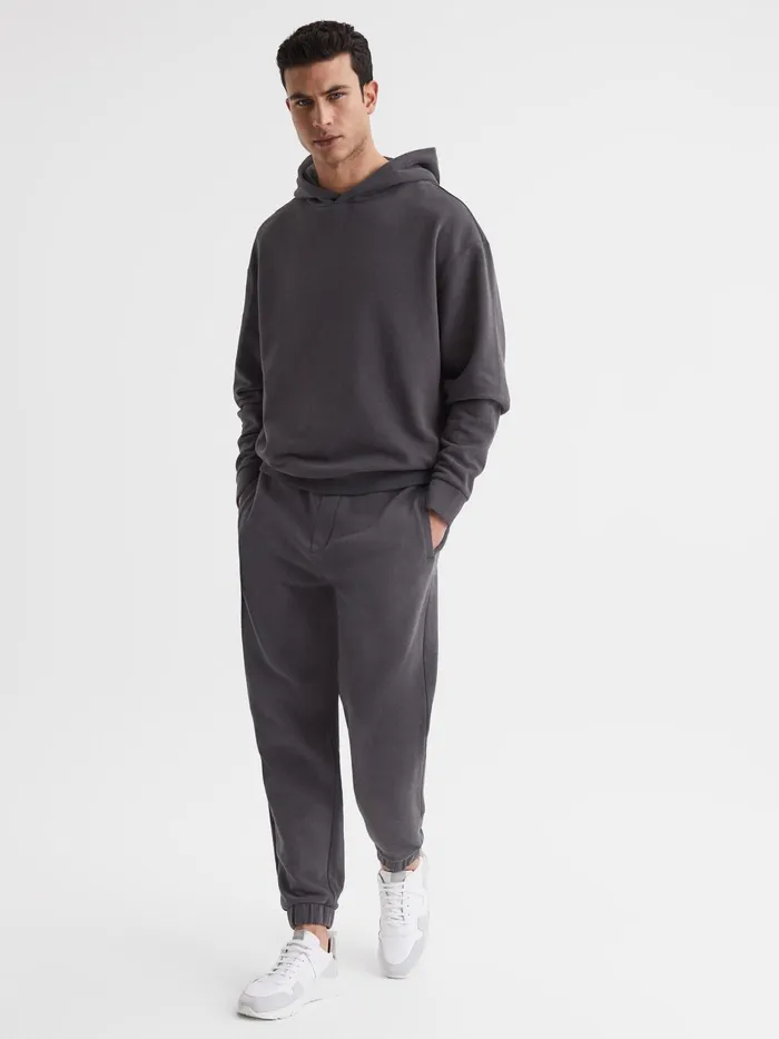 Reiss Sweats and Hoodies Kace Garment Dye Hoodie Washed Black 8211 Men