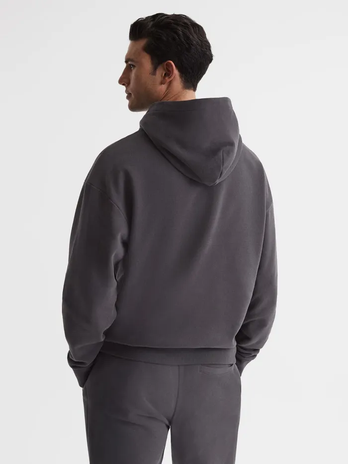 Reiss Sweats and Hoodies Kace Garment Dye Hoodie Washed Black 8211 Men