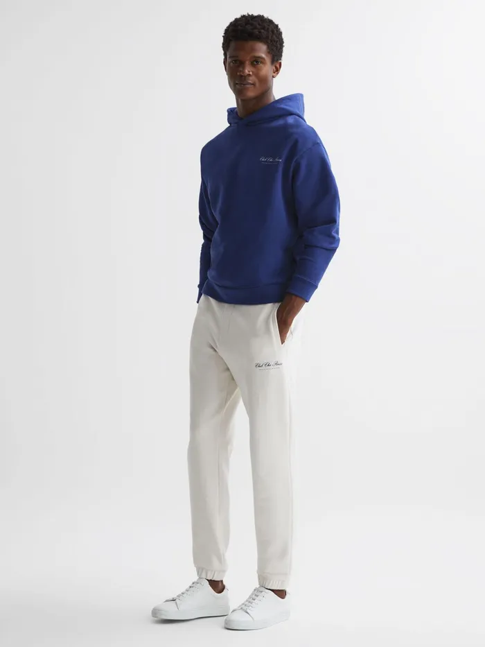 Reiss Sweats and Hoodies Pool Reiss Ch Motif Cotton Hoodie Bright Blue 8211 Men