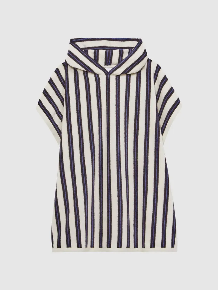 Reiss Sweats and Hoodies Ray Hooded Sleeveless Poncho Towel Blue Stripe 8211 Children