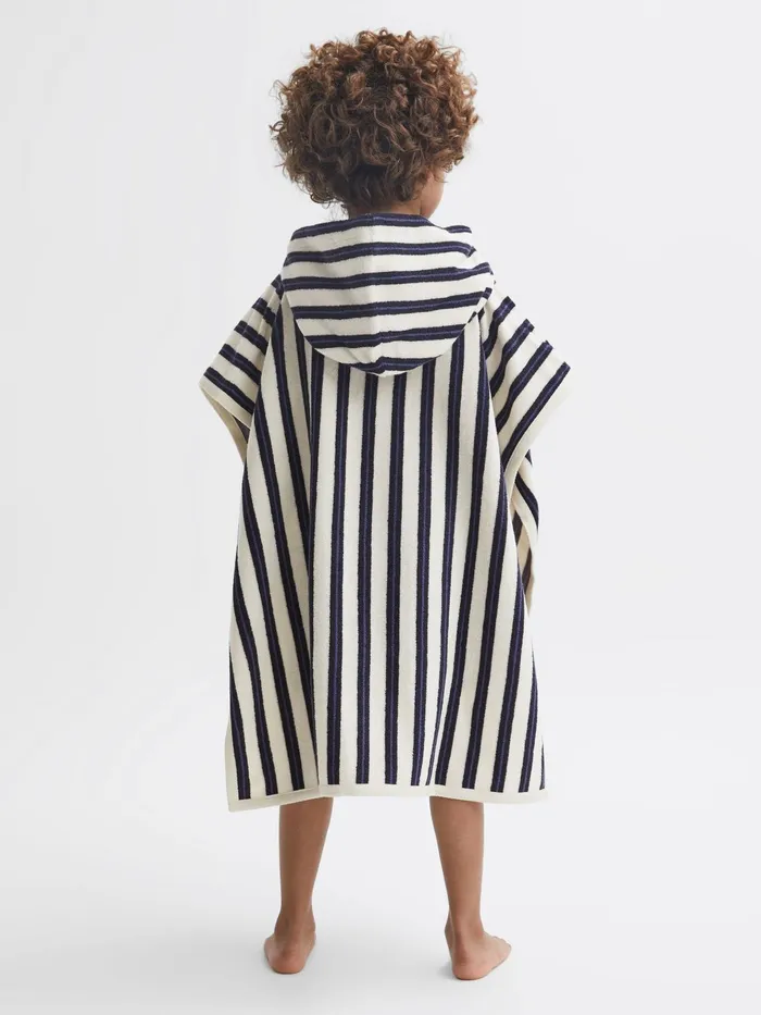 Reiss Sweats and Hoodies Ray Hooded Sleeveless Poncho Towel Blue Stripe 8211 Children