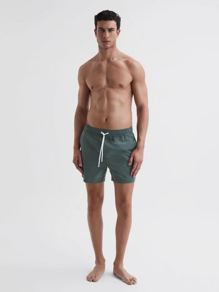 Reiss Swimwear Beach Plain Drawstring Swim Shorts Dark Sage 8211 Men