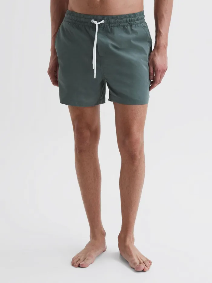 Reiss Swimwear Beach Plain Drawstring Swim Shorts Dark Sage 8211 Men