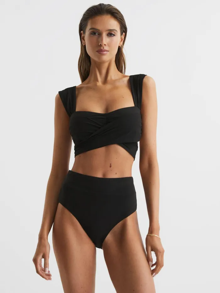 Reiss Swimwear Cristina Wrap Design Bikini Top Black 8211 Women