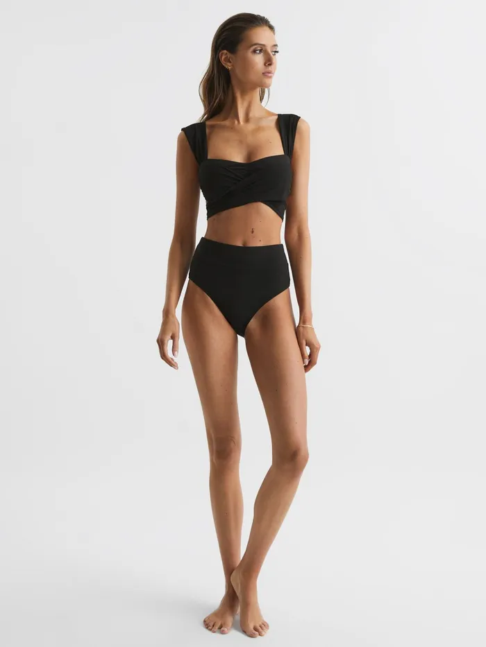 Reiss Swimwear Cristina Wrap Design Bikini Top Black 8211 Women