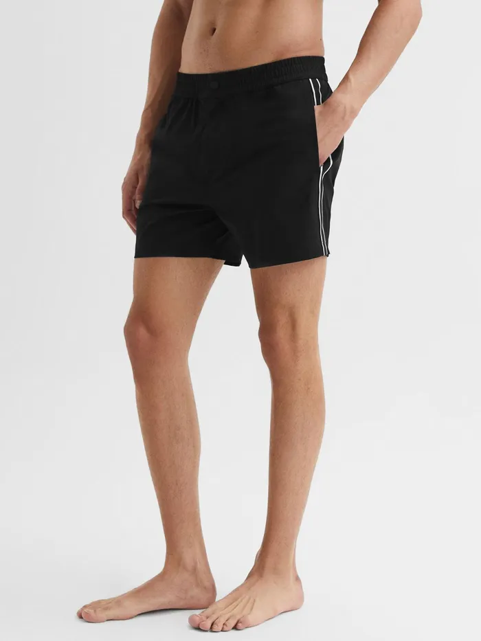 Reiss Swimwear Jesse Elasticated Waistband Striped Swim Shorts Black 8211 Men Reiss Swimwear Jesse Elasticated Waistband Striped Swim Shorts Black 8211 Men