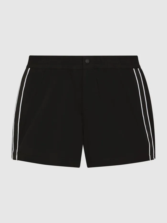 Reiss Swimwear Jesse Elasticated Waistband Striped Swim Shorts Black 8211 Men