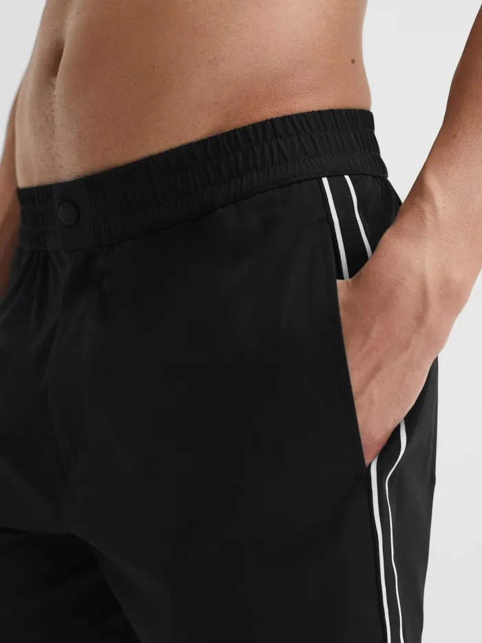 Reiss Swimwear Jesse Elasticated Waistband Striped Swim Shorts Black 8211 Men
