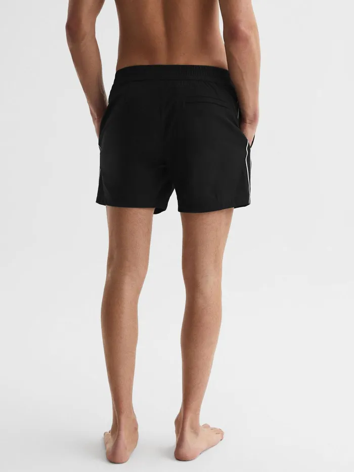 Reiss Swimwear Jesse Elasticated Waistband Striped Swim Shorts Black 8211 Men