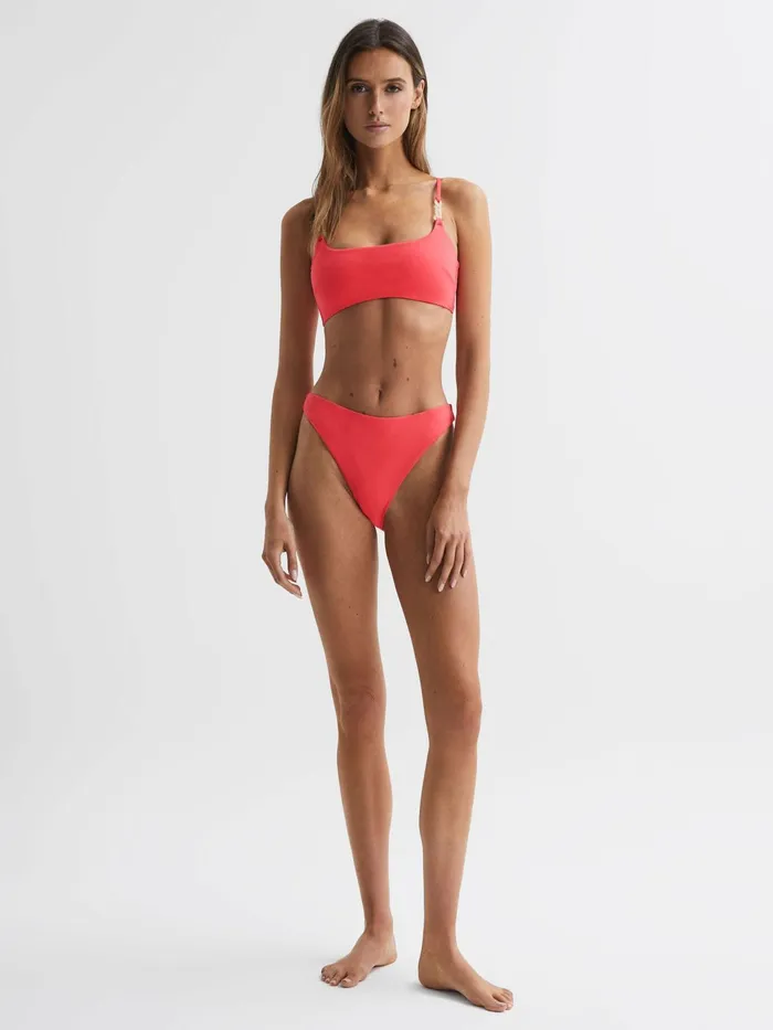 Reiss Swimwear Miley High Cut Bikini Bottoms Coral 8211 Women