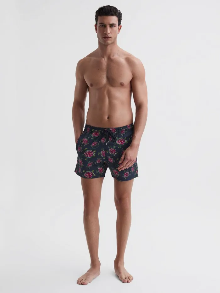 Reiss Swimwear Moorise Vilebrequin Turtle Print Swim Shorts Blackred 8211 Men