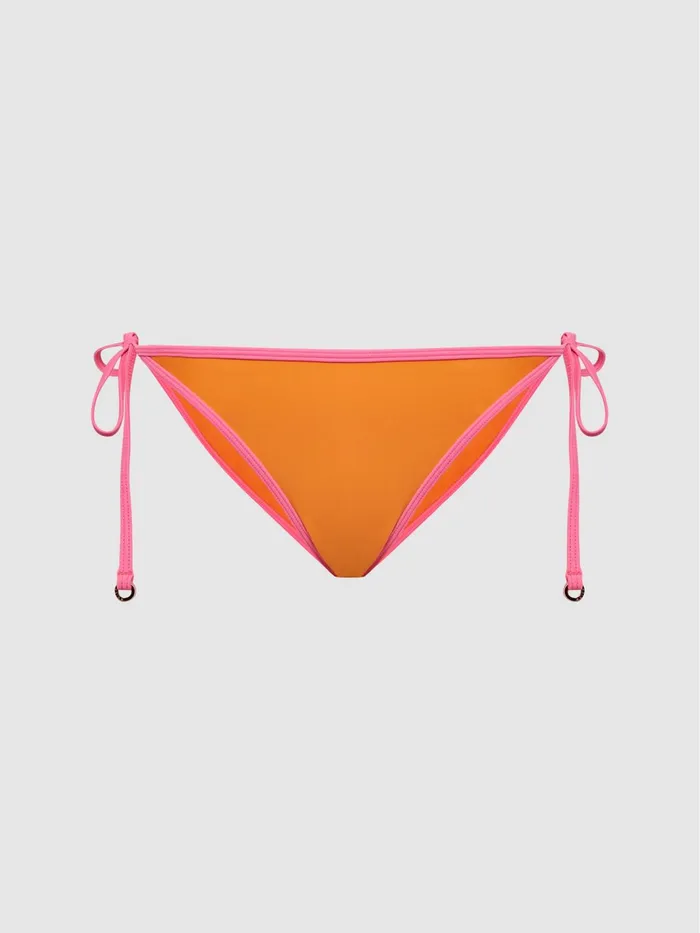 Reiss Swimwear Rutha Colourblock Side Tie Bikini Bottoms Orangepink 8211 Women