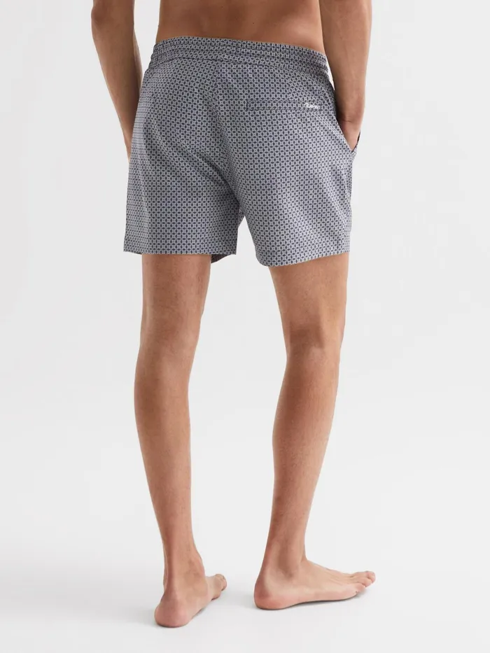 Reiss Swimwear Shape Printed Drawstring Swim Shorts Airforce Bluewhite 8211 Men