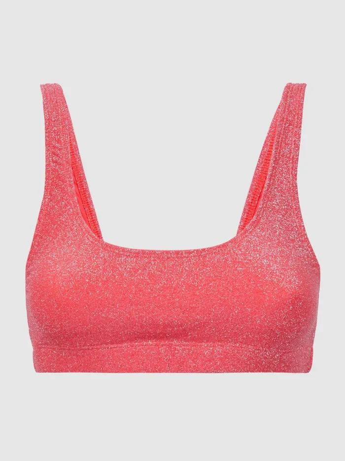 Reiss Swimwear Sparkle Good American Sparkle Scoop Bikini Top Bright Coral 8211 Women