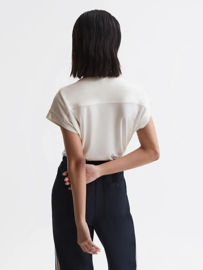 Reiss TShirts and Vests Delia VNeck Short Sleeve Top Black 8211 Women