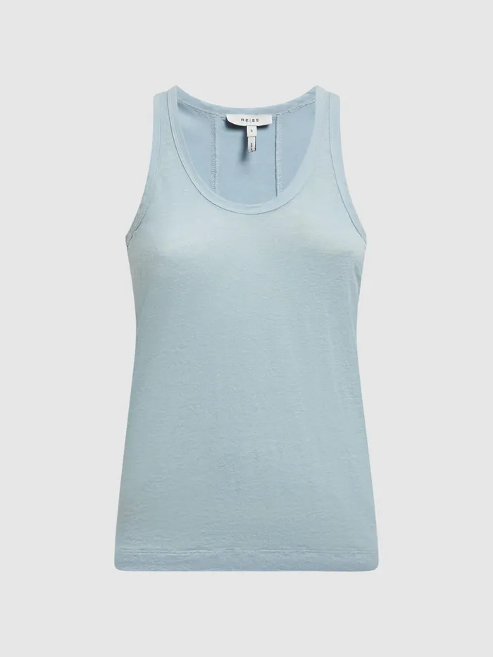 Reiss TShirts and Vests Taloulah Linen Crew Neck Vest Blue 8211 Women