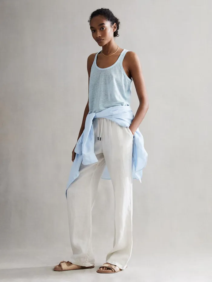 Reiss TShirts and Vests Taloulah Linen Crew Neck Vest Blue 8211 Women