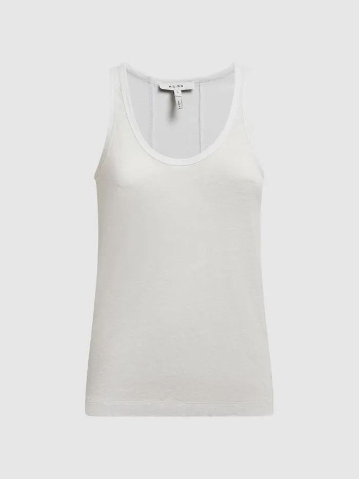 Reiss TShirts and Vests Taloulah Linen Crew Neck Vest White 8211 Women