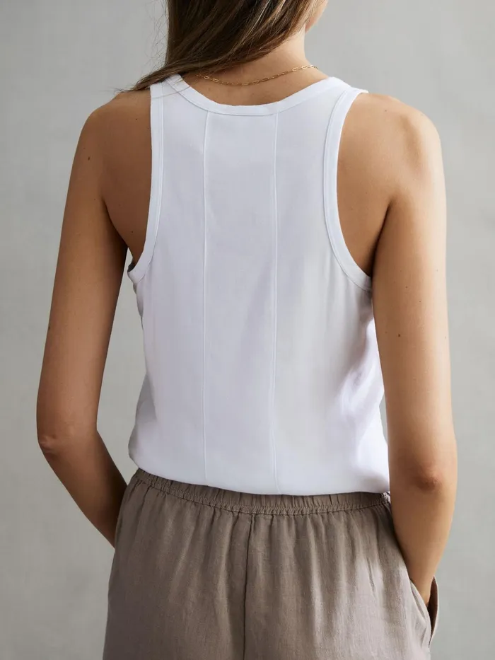 Reiss TShirts and Vests Taloulah Linen Crew Neck Vest White 8211 Women
