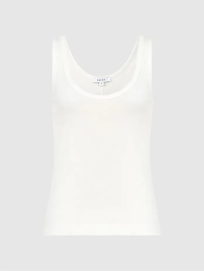 Reiss TShirts and Vests Violet Scoop Neck Ribbed Jersey Vest Top Aqua 8211 Women