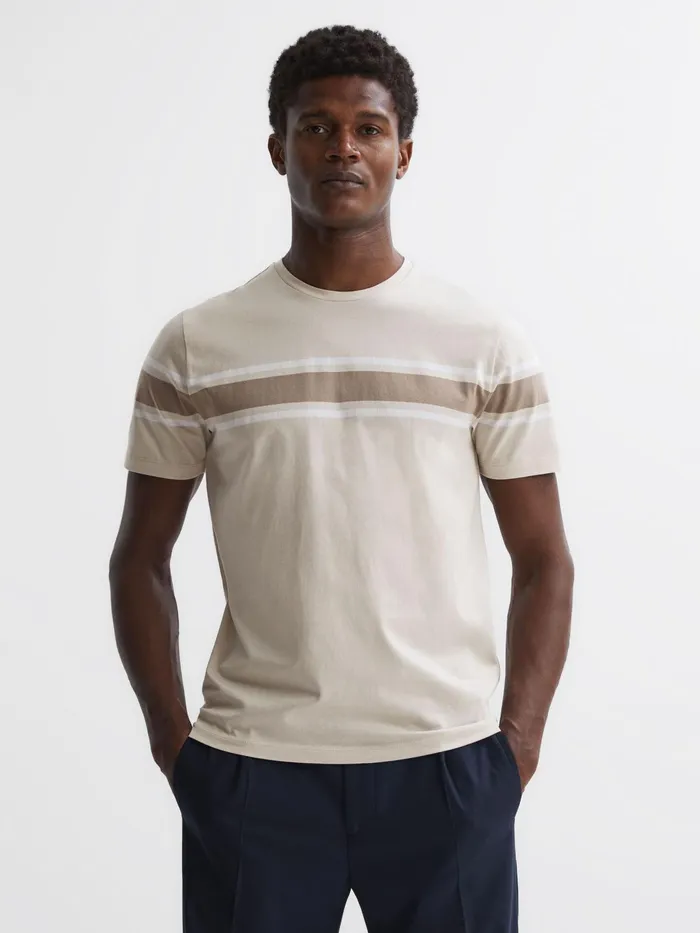 Reiss TShirts Hearts Slim Fit Mercerised Cotton Crew Neck TShirt Blue Multi 8211 Men