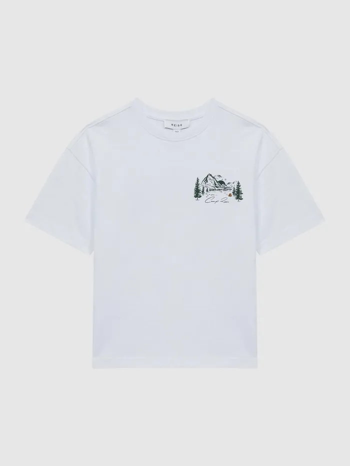 Reiss TShirts Ivan Cotton Crew Neck Motif TShirt Ecru 8211 Children