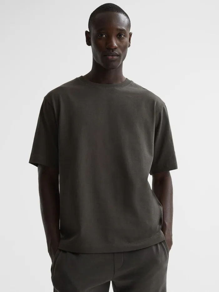 Reiss TShirts Tate Oversized Garment Dye TShirt Fern Green 8211 Men