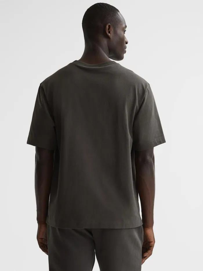 Reiss TShirts Tate Oversized Garment Dye TShirt Fern Green 8211 Men